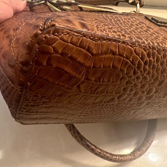 Etienne Aigner Croc embossed brown leather satchel - Picture 14 of 16